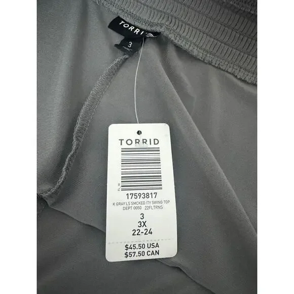 Torrid Off the Shoulder Blouse Size 3X Gray, Flowy NWT - Picture 11 of 12